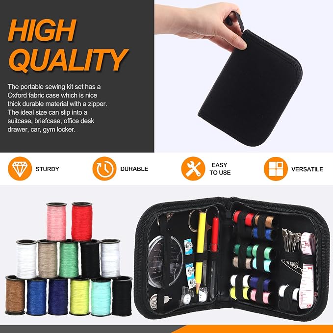 Rustark 98Pcs Sewing Kit With Portable Bag, Premium Supplies Including 14 - Image 3