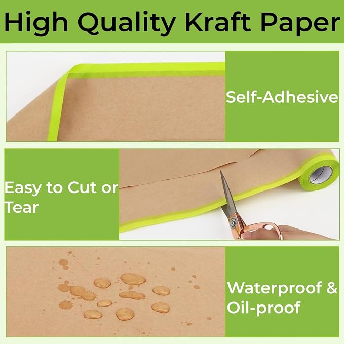 Pre-Taped Painting Masking Paper: 8 Rolls 6 Inch x 50 Feet Tape and Drape - Image 4