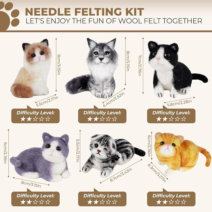 MOREJMTT Needle Felting Kit, Wool Felt Needle Felting Tools Foam Pad, Craft - Image 7