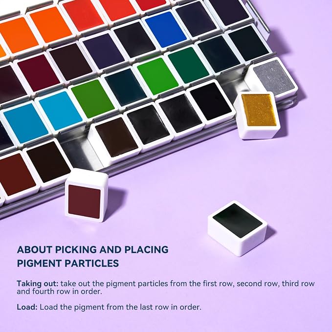 MeiLiang Watercolor Paint Set 52 Colors in Half Pans - Image 6