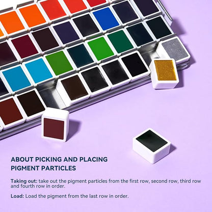 MeiLiang Watercolor Paint Set 52 Colors in Half Pans - Image 6