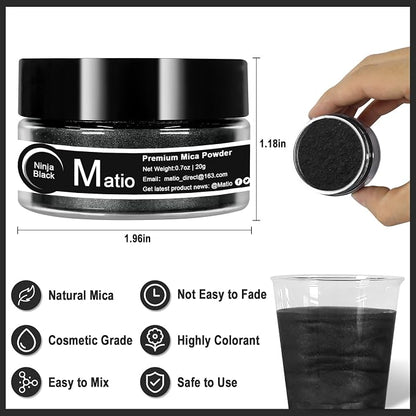 Matio Black Mica Powder, 0.7oz/20g Premium Mica Pigment Powder Natural Epoxy - Image 2