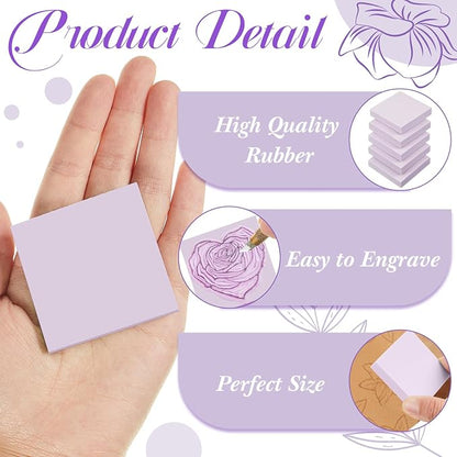 Frienda 24 Pcs 2" x 2" Rubber Carving Blocks Linoleum Blocks - Image 3