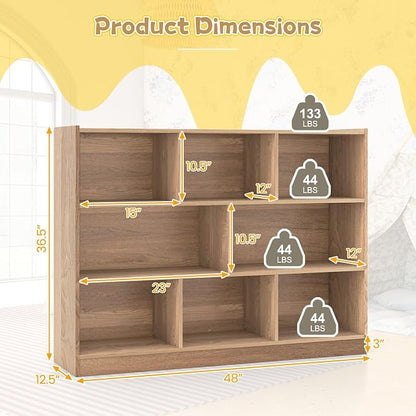 KOTEK Toy Storage Organizer, 8 Cubby Kids Bookshelf, Wooden 4-Tier Bookcase - Image 3