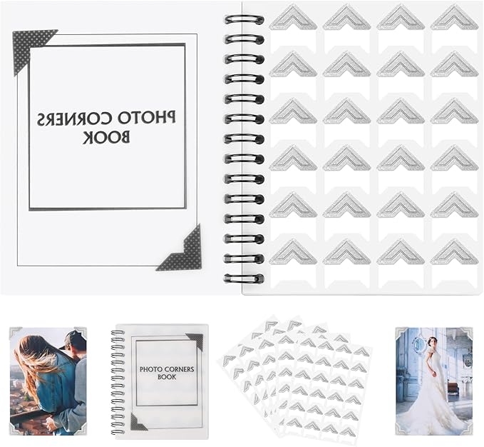 GOONAVI 10 Sheets 240 PCS Shiny Silver Acid-Free Photo Corners Notebook by GOONAVI