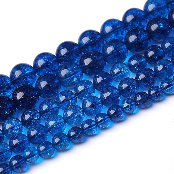 60pcs 6mm Natural Blue Crystal Crackle Quartz Stone Round Loose Beads by NaturalStoneBeads