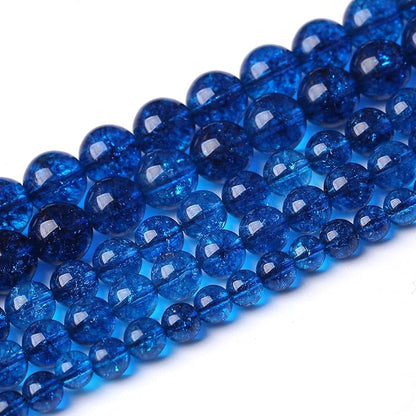 60pcs 6mm Natural Blue Crystal Crackle Quartz Stone Round Loose Beads by NaturalStoneBeads