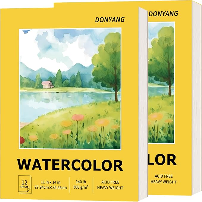 2-Pack 11"x14" Watercolor Paper Pad, Bulk School Teacher Supplies by Donyang