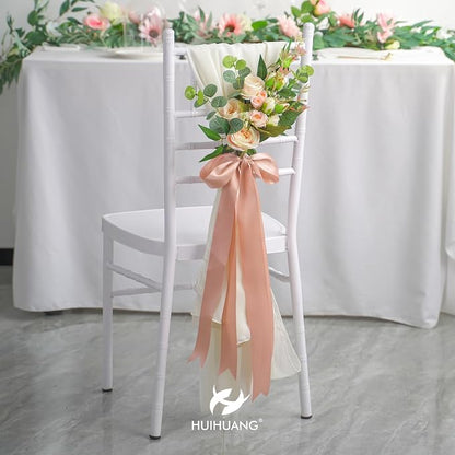 HUIHUANG Rose Gold Pink Ribbon for Wedding, Dress Chair Sashes, Invitations Card - Image 4