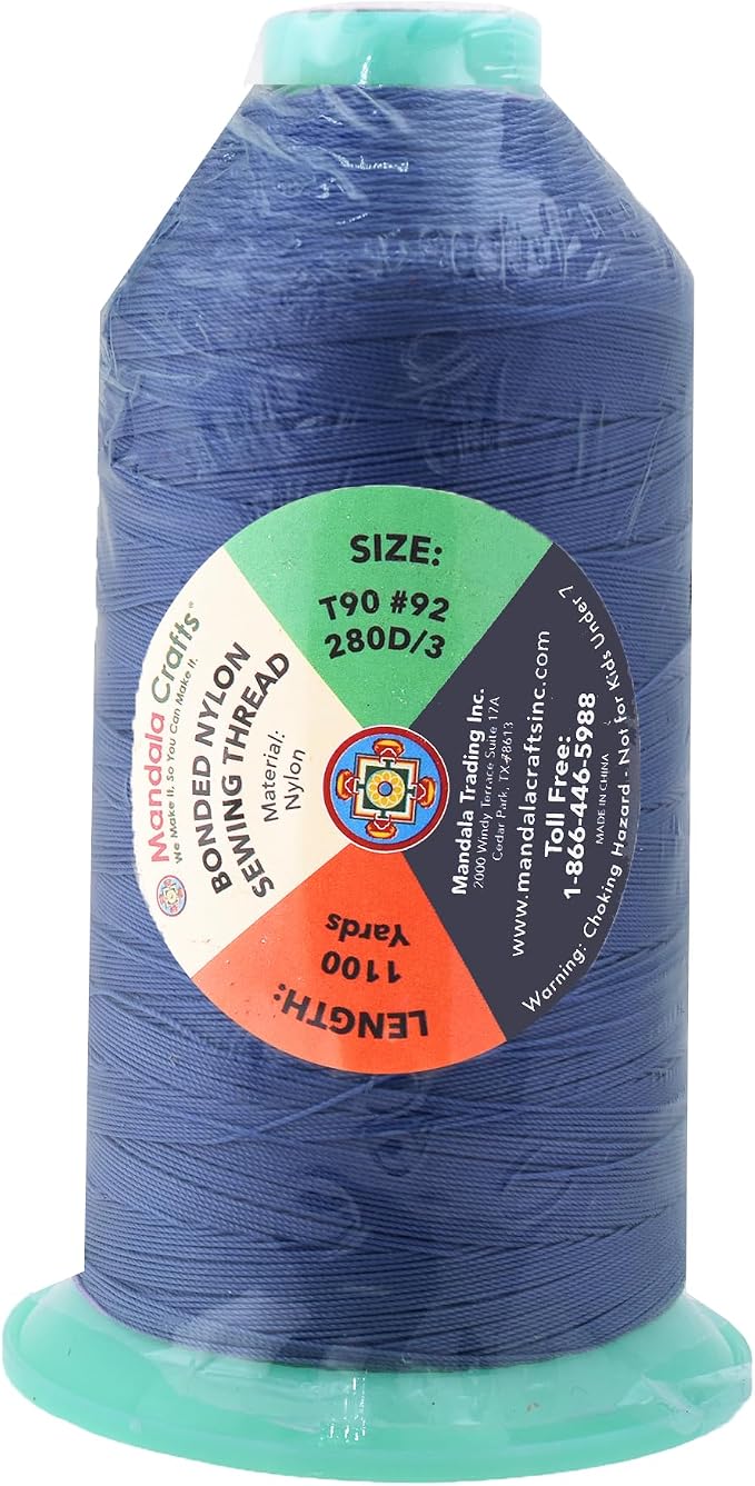Mandala Crafts Bonded Nylon Thread Airforce Blue Heavy Duty Sewing Threads - Image 3