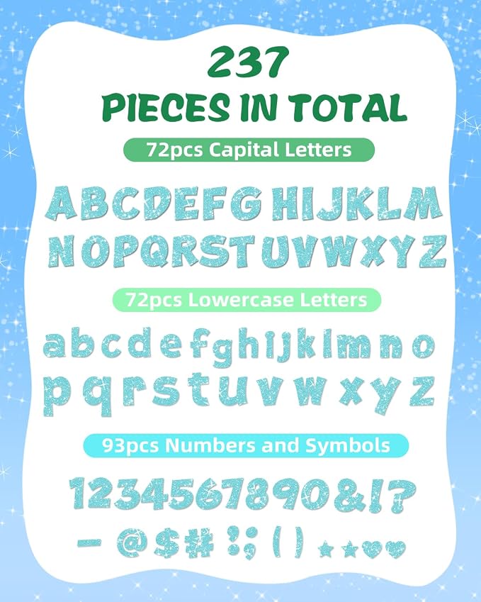 237 Pcs Glitter Bulletin Board Letters, Numbers and Punctuation, Poster Board - Image 2