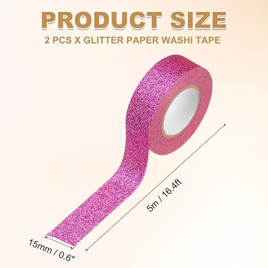 PATIKIL 2 Roll Glitter Paper Washi Tape, Washi Decorative Tape - Image 2