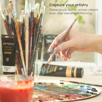 ARTEZA Acrylic Paint Set of 14 Colors, 4.06 Ounce Tubes, Non-Toxic Acrylic - Image 6