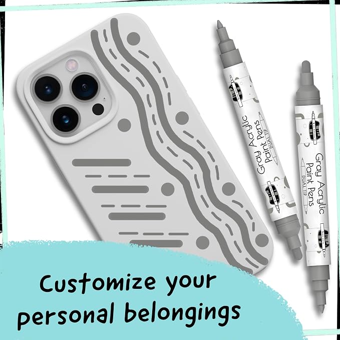 4 Dual Tip Gray Paint Pen Metallic - Image 8
