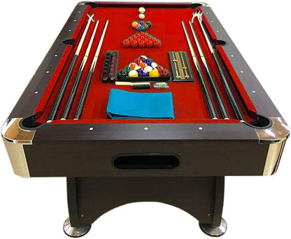 7 Foot Pool Table Billiard Table Red Felt – Red Devil by Unknown