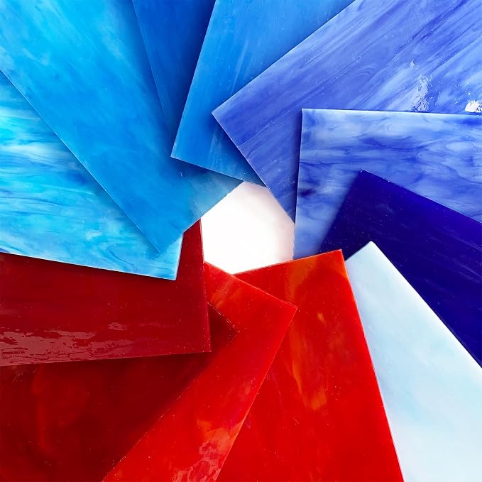 ILLUCKAI 12 Sheets Red+Blue Stained Glass Sheets, 6 x 4 inch Stained Glass - Image 4