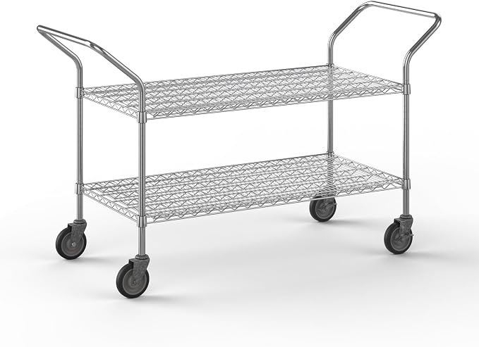 24" W x 48" L x 36" H Chrome Heavy Duty Utility Cart | 2 Tier | NSF Commercial by Regal+Altair