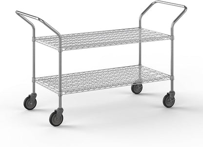 24" W x 48" L x 36" H Chrome Heavy Duty Utility Cart | 2 Tier | NSF Commercial by Regal+Altair