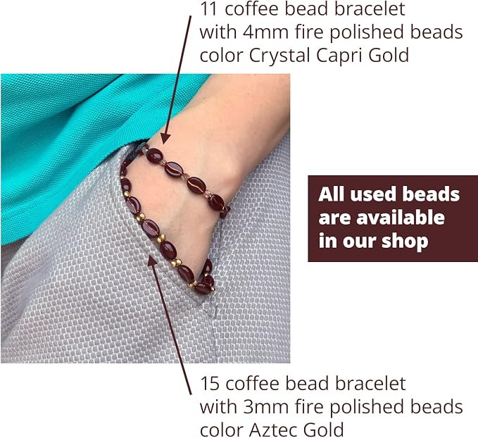 40+ Glass Coffee Bean Beads Czech Republic, 0.43 inch Mix - Image 4