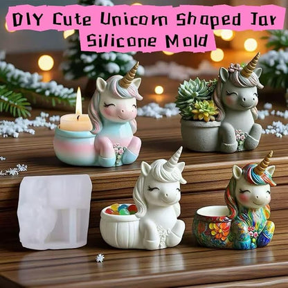 Animal Resin Molds Silicone 3D Cute Unicorn Epoxy Resin Jar Plaster Candle - Image 3