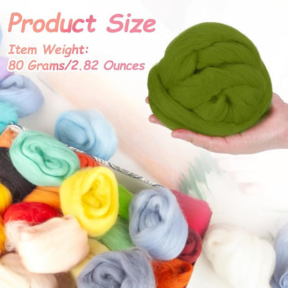 PATIKIL Wool Roving Yarn, 80G/2.82OZ Soft Felting Wool Pure Chunky Roving Yarn - Image 2