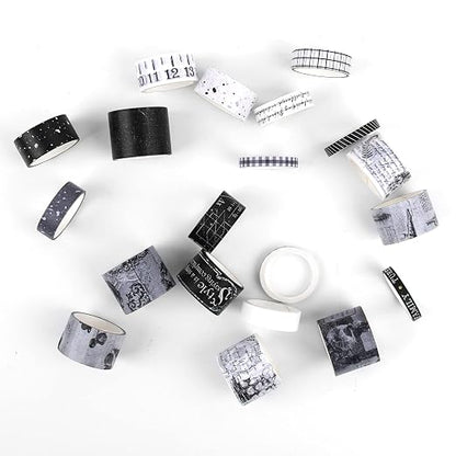 Dizdkizd Black and White Washi Tape Set, 20 Rolls Gothic Aesthetic Japanese - Image 8