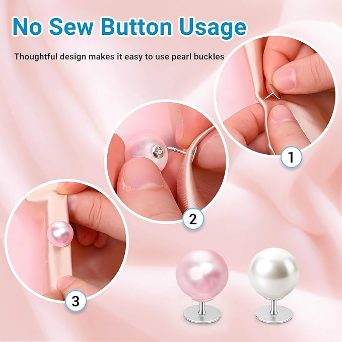 50 Sets Pearl Buttons No Sew Buttons - Image 3