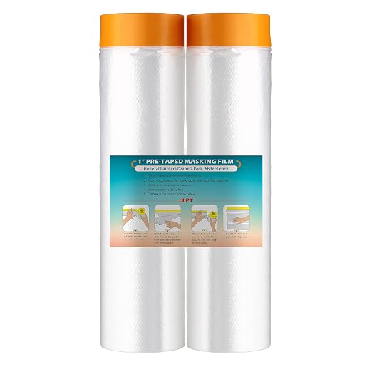 LLPT Tape and Drape 78.7” x 66 Ft Each 2 Pack Pre-Taped Masking Film 0.27 Mil by LLPT-AllAboutAdhesiveTapes