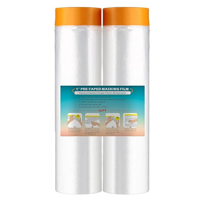 LLPT Tape and Drape 78.7” x 66 Ft Each 2 Pack Pre-Taped Masking Film 0.27 Mil by LLPT-AllAboutAdhesiveTapes