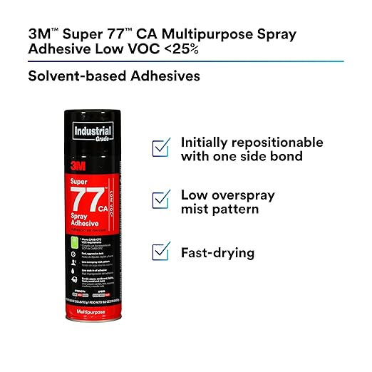 3M Super 77 Multipurpose Permanent Spray Adhesive Glue, Low VOC, Net Wt 18 oz - Image 2