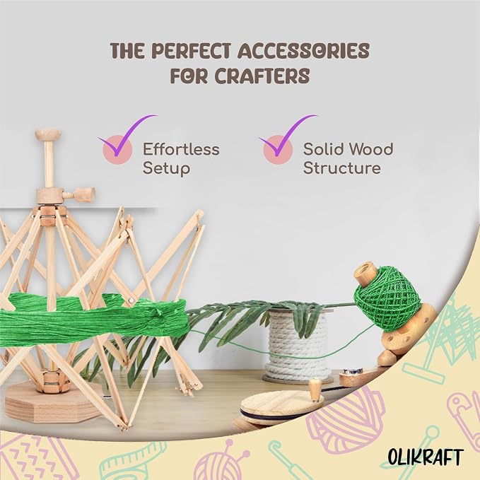 Olikraft Wooden Yarn Swift | Lightweight Reverse Yarn Umbrella Swifts | Ball - Image 5