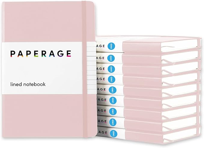 PAPERAGE Lined Journal Notebook, 10 Pack, 160 Pages, Medium 5.6 in x 8 in by PAPERAGE