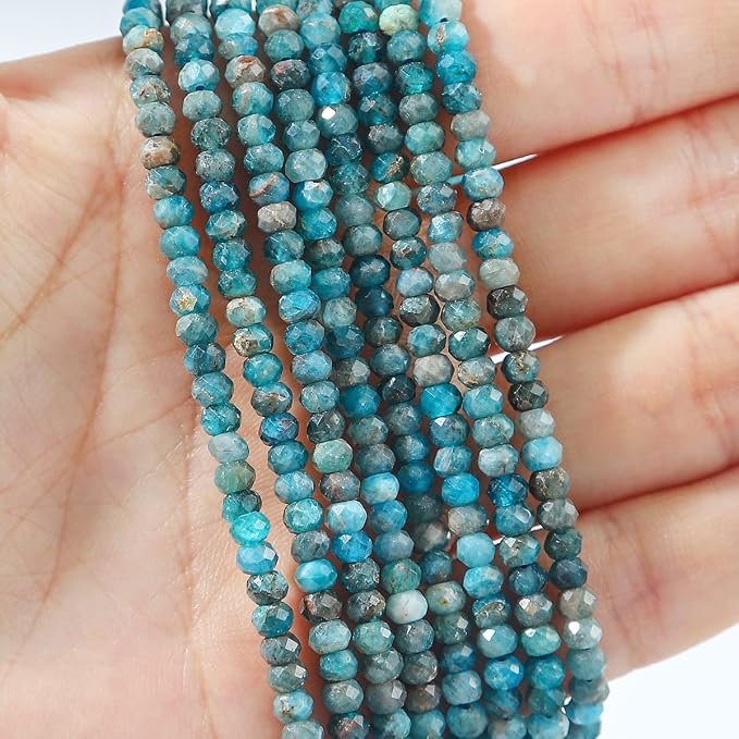 Natural Apatite Beads 4x2mm 120pcs Faceted Rondelle Loose Semi Gemstone Beads - Image 3