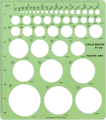Pacific Arc Professional Circle Guide Template, 45 Total Circle from 1/16 Inch by PacificArc
