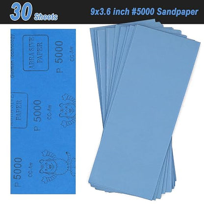 9x3.6 inch Sandpaper, 30 Sheet 5000 Grit Wet and Dry Sand Paper, Fine Precision - Image 3