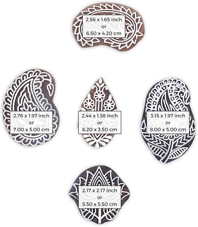HASHCART® Elegant Designs Flower and Lotus Wooden Block Stamps Set of 5 - Image 4