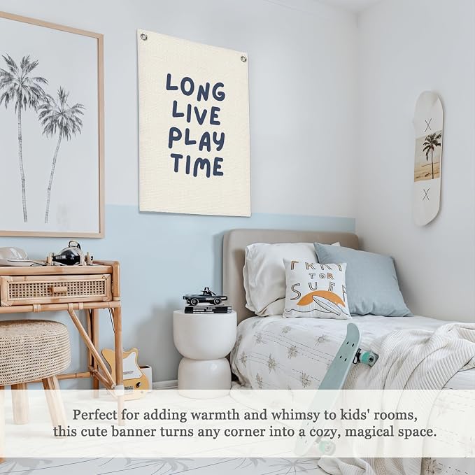 Play Room Wall Decor, Long Live Boyhood Linen Canvas Banner, Playroom Decor - Image 4