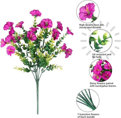 Artificial Flowers Fake Plants for Outdoors Decoration, 12 Bundles Silk Morning - Image 7