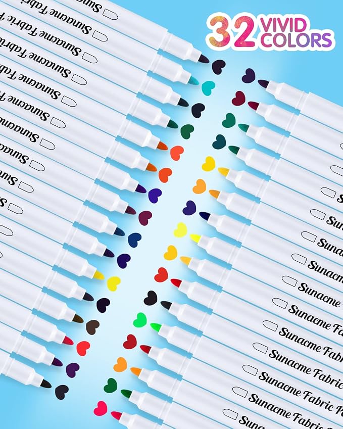 Fabric Markers Pen, 32 Colors Permanent Fabric Paint Pens - Image 2