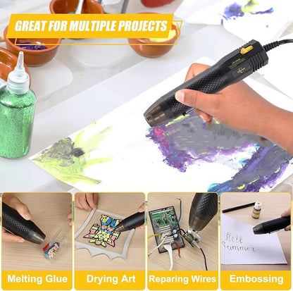Mini Heat Gun with 6.56FT Long Cable, CUBEWAY 350W Dual-Temp 392~662°F Heat - Image 5