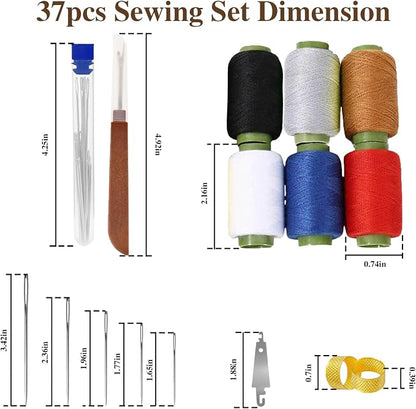 Big Eye Steel Sewing Needles Kit, Thread Ripper, Threaders and 6 Color Threads - Image 2