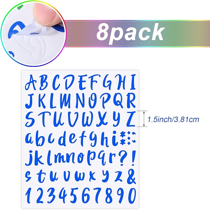 Outus 576 Pieces 8 Sheets Letters Stickers Self Adhesive Vinyl Letter Alphabet - Image 2
