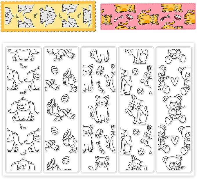 Animal Bookmark Clear Stamps 6.3x4.3 Rectangular PVC Silicone Stamps by BEUNITONE