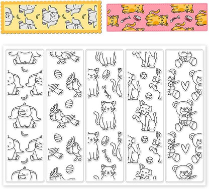Animal Bookmark Clear Stamps 6.3x4.3 Rectangular PVC Silicone Stamps by BEUNITONE