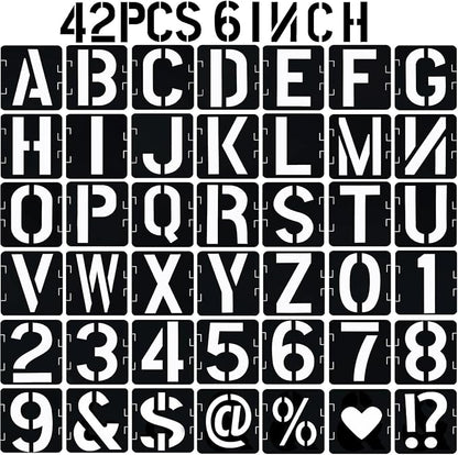 6 in Alphabet Number Stencils for Painting, Wall Art by createreedo