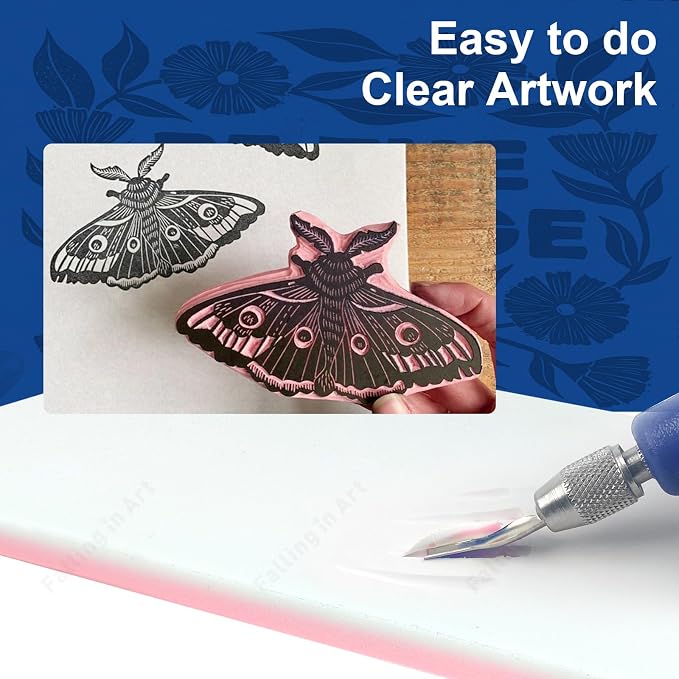 Falling in Art 12 Pack Rubber Carving Block, Soft Linoleum Block - Image 4