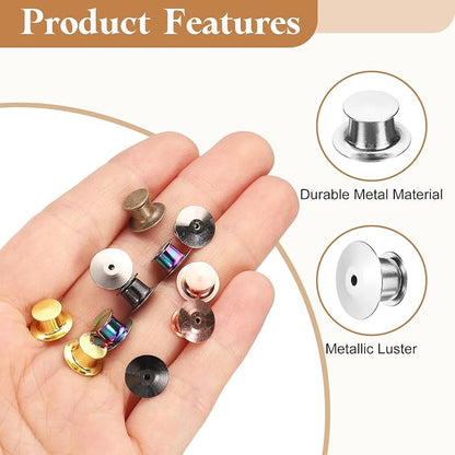 uxcell 40Pcs Metal Locking Pin Backs, Pin Keepers Locking Clasp Flat Head Clamp - Image 3