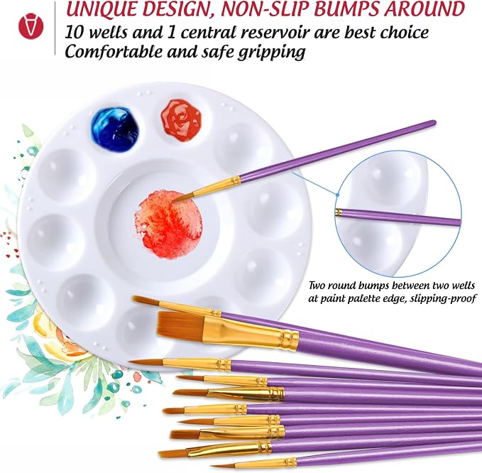Halloween Paint Brushes Palettes Set by DUGATO, 2 Packs/20pcs Round Pointed Tip - Image 6