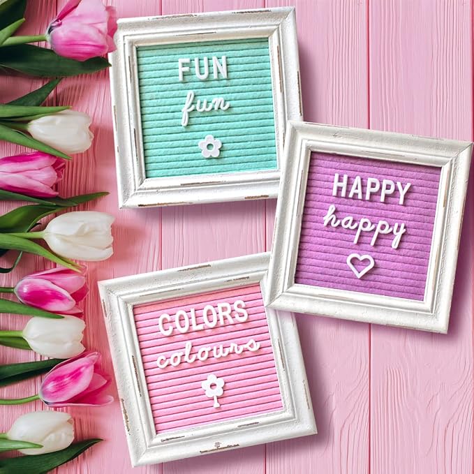 Mini Rustic Felt Letter Board Farmhouse Trio Changeable Message Boards by Felt by FeltCreativeHomeGoods