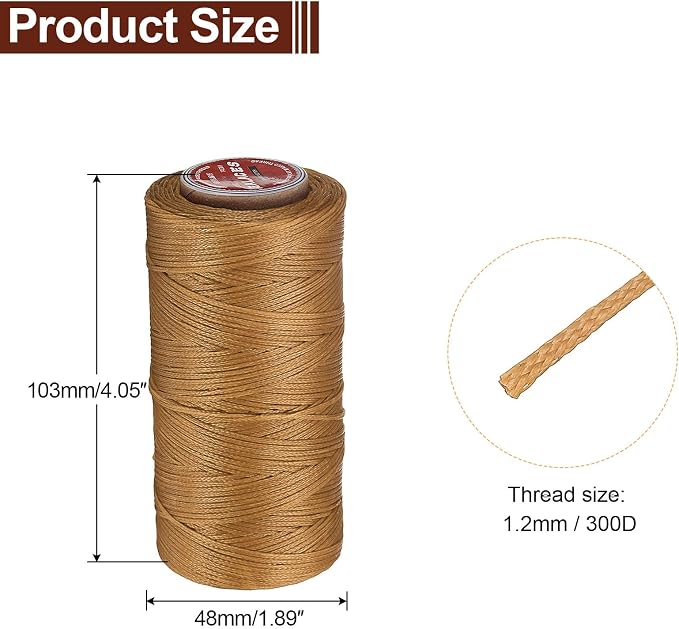 uxcell Flat Leather Sewing Waxed Thread, 140m / 153 Yards Polyester Wax String - Image 2